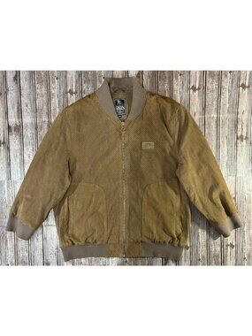 PRPS Goat Leather suede perforated Bomber Jacket color brown size 3XL NWOT